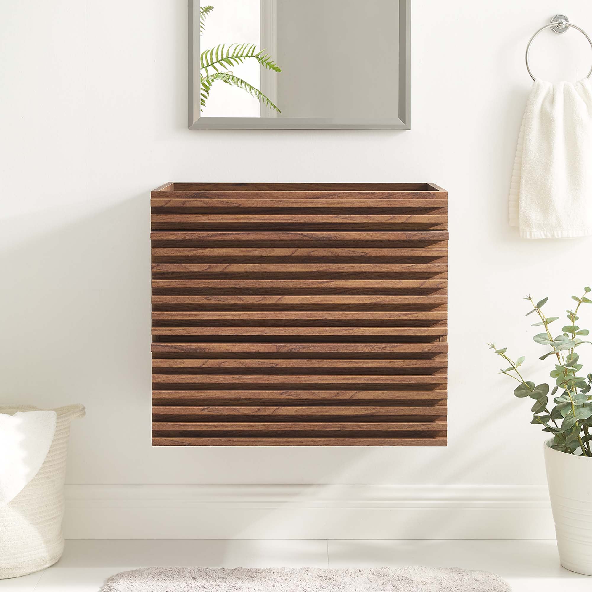 Render 24" Wall-Mount Bathroom Vanity Cabinet (Sink Basin Not Included) - Walnut
