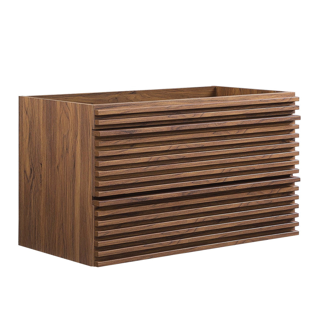 Render 36" Wall-Mount Bathroom Vanity Cabinet (Sink Basin Not Included) - Walnut