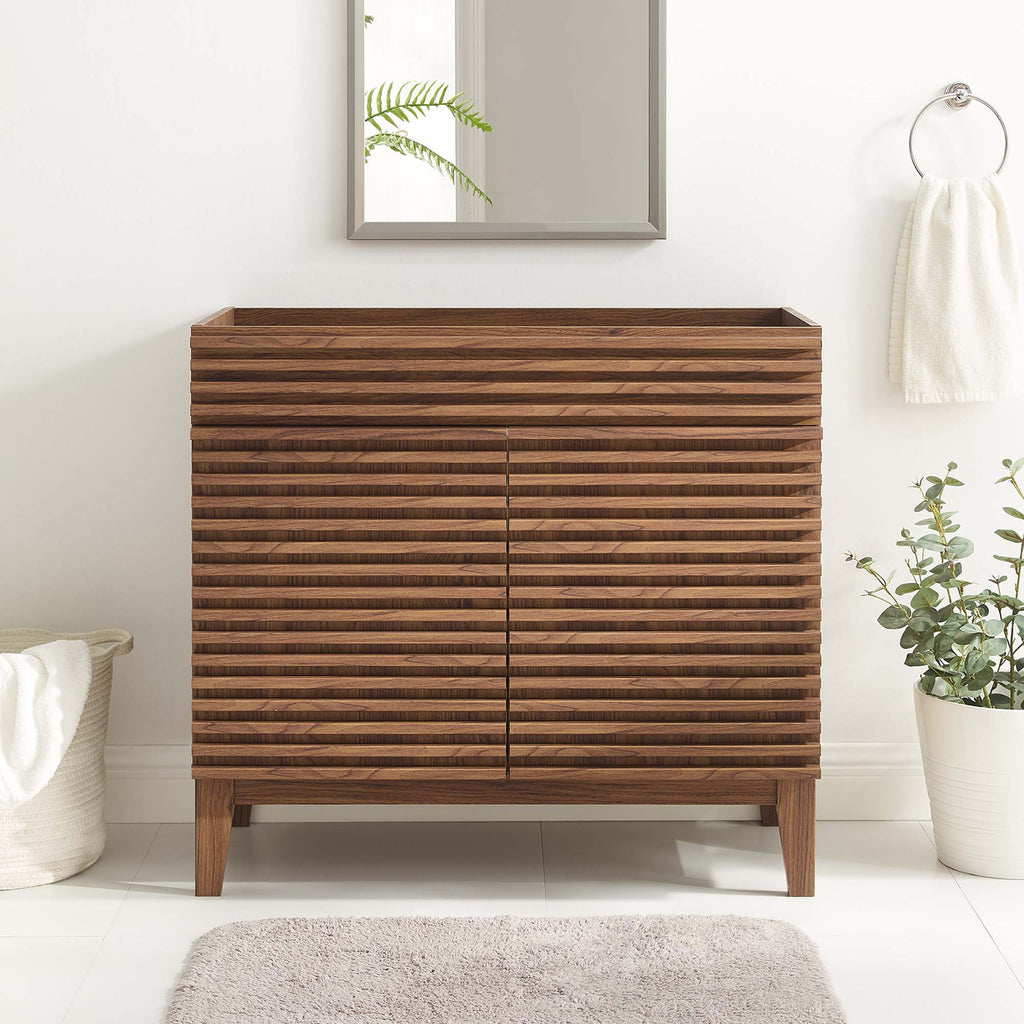 Render 36" Bathroom Vanity Cabinet - Walnut