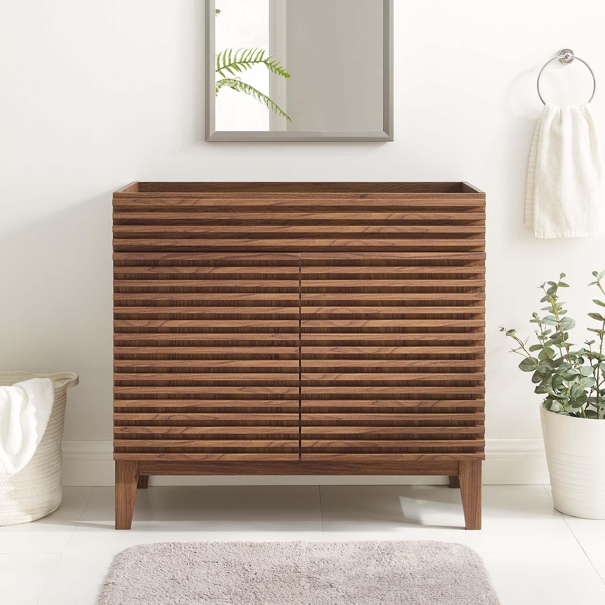 Render 36" Bathroom Vanity Cabinet - Walnut