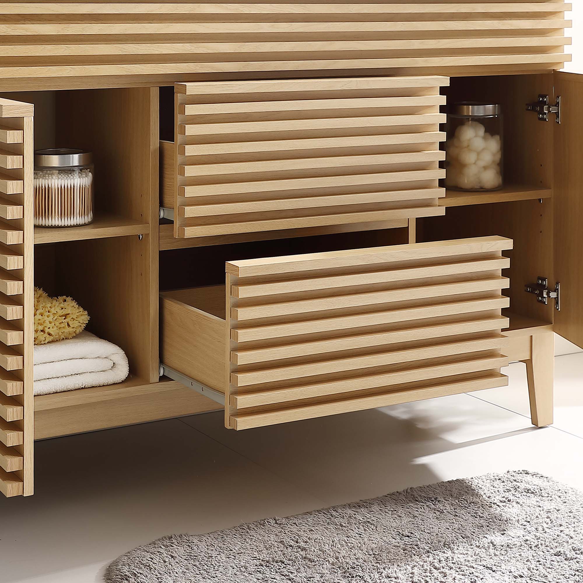 Render 48" Single Sink Compatible (not included) Bathroom Vanity Cabinet - Oak