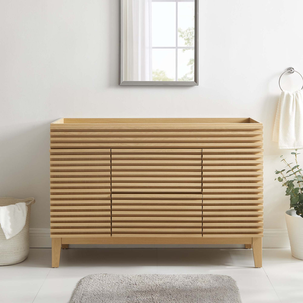 Render 48" Single Sink Compatible (not included) Bathroom Vanity Cabinet - Oak
