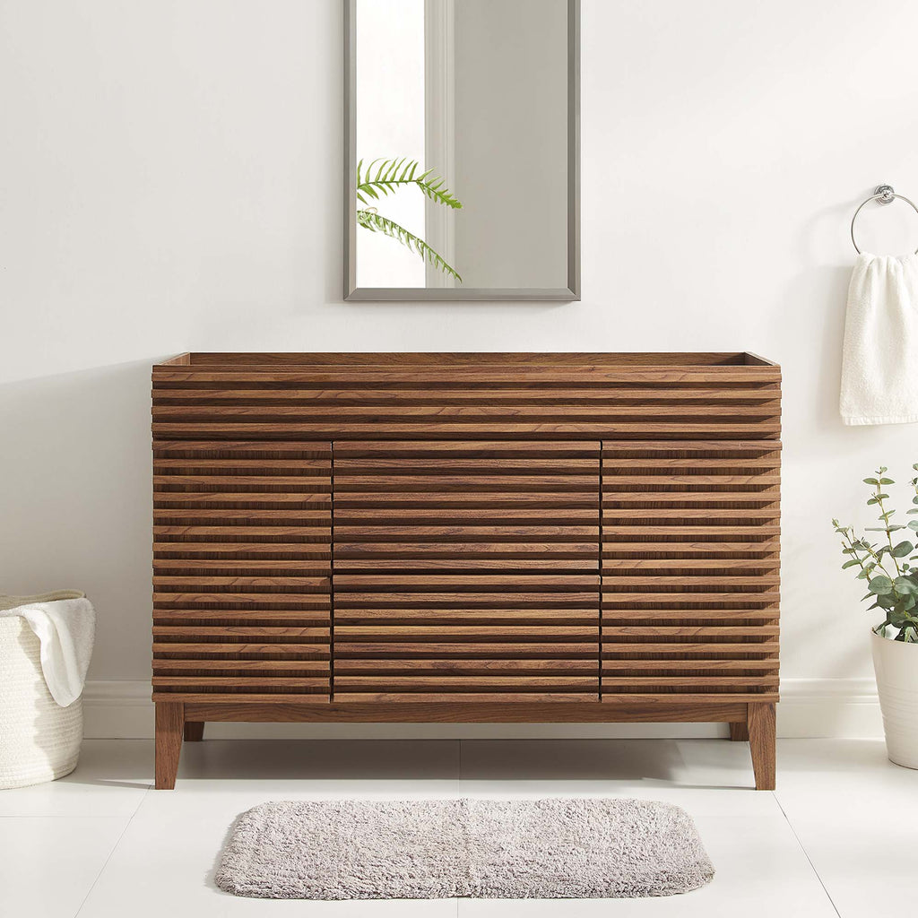 Render 48" Single Sink Compatible (not included) Bathroom Vanity Cabinet - Walnut