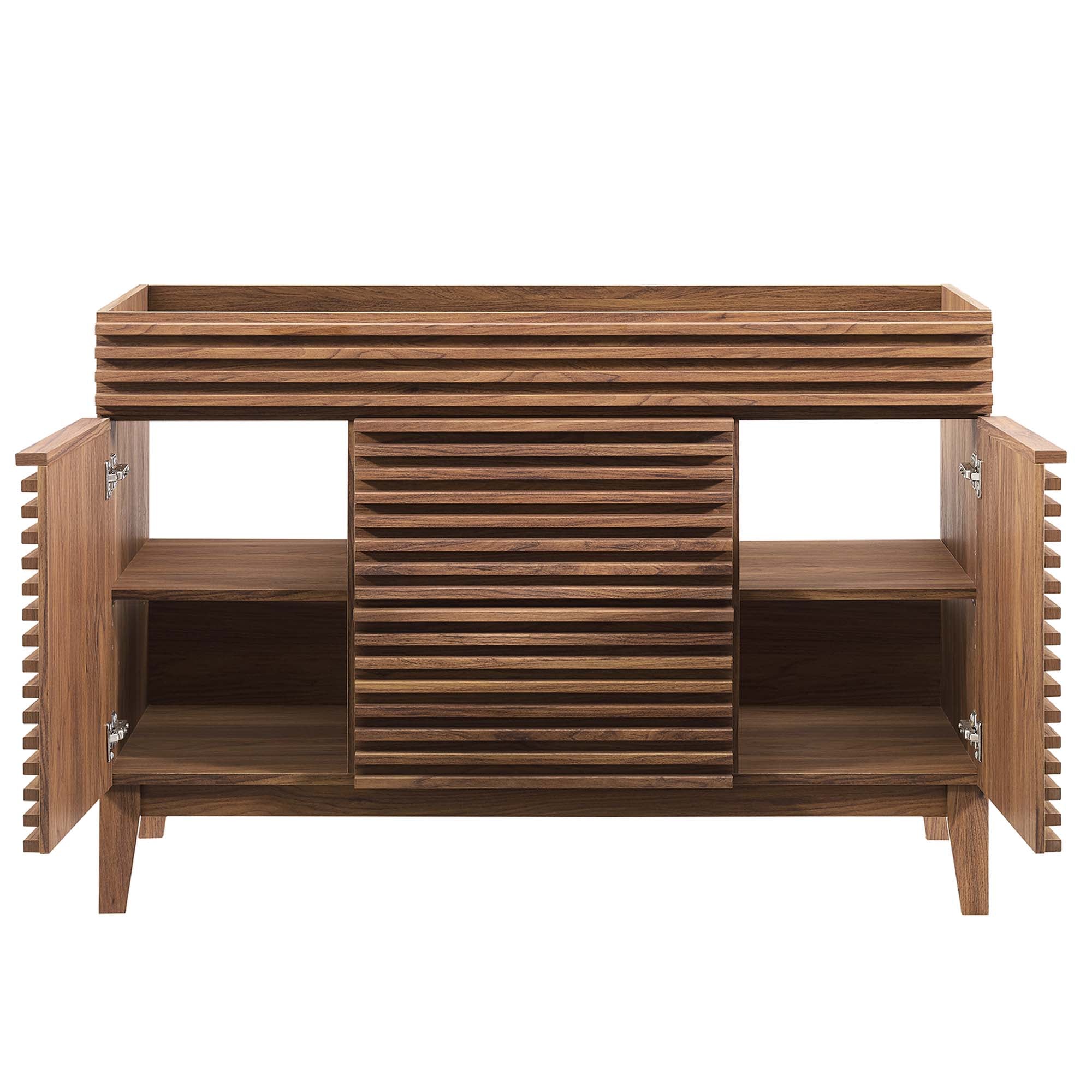 Render 48" Single Sink Compatible (not included) Bathroom Vanity Cabinet - Walnut