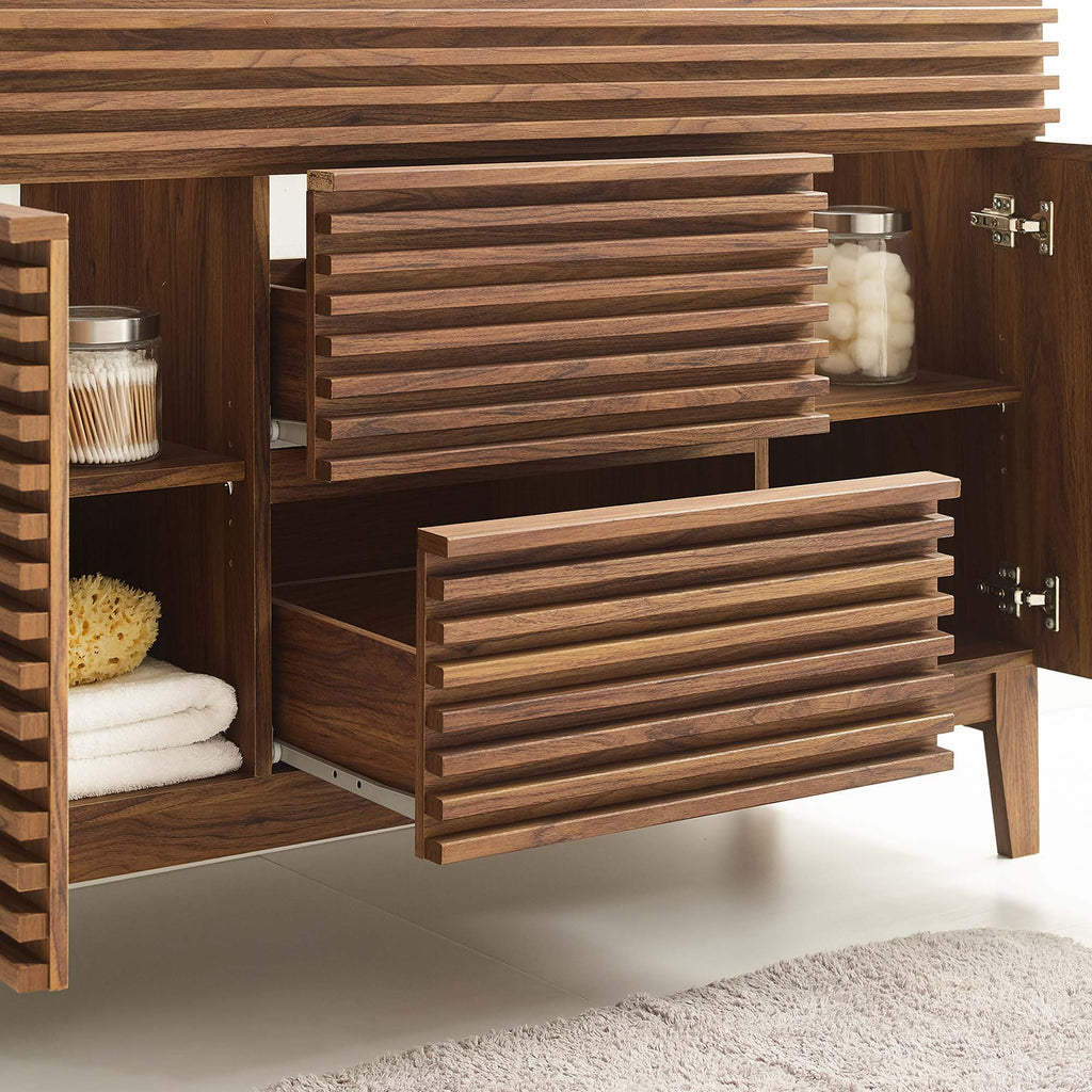 Render 48" Single Sink Compatible (not included) Bathroom Vanity Cabinet - Walnut