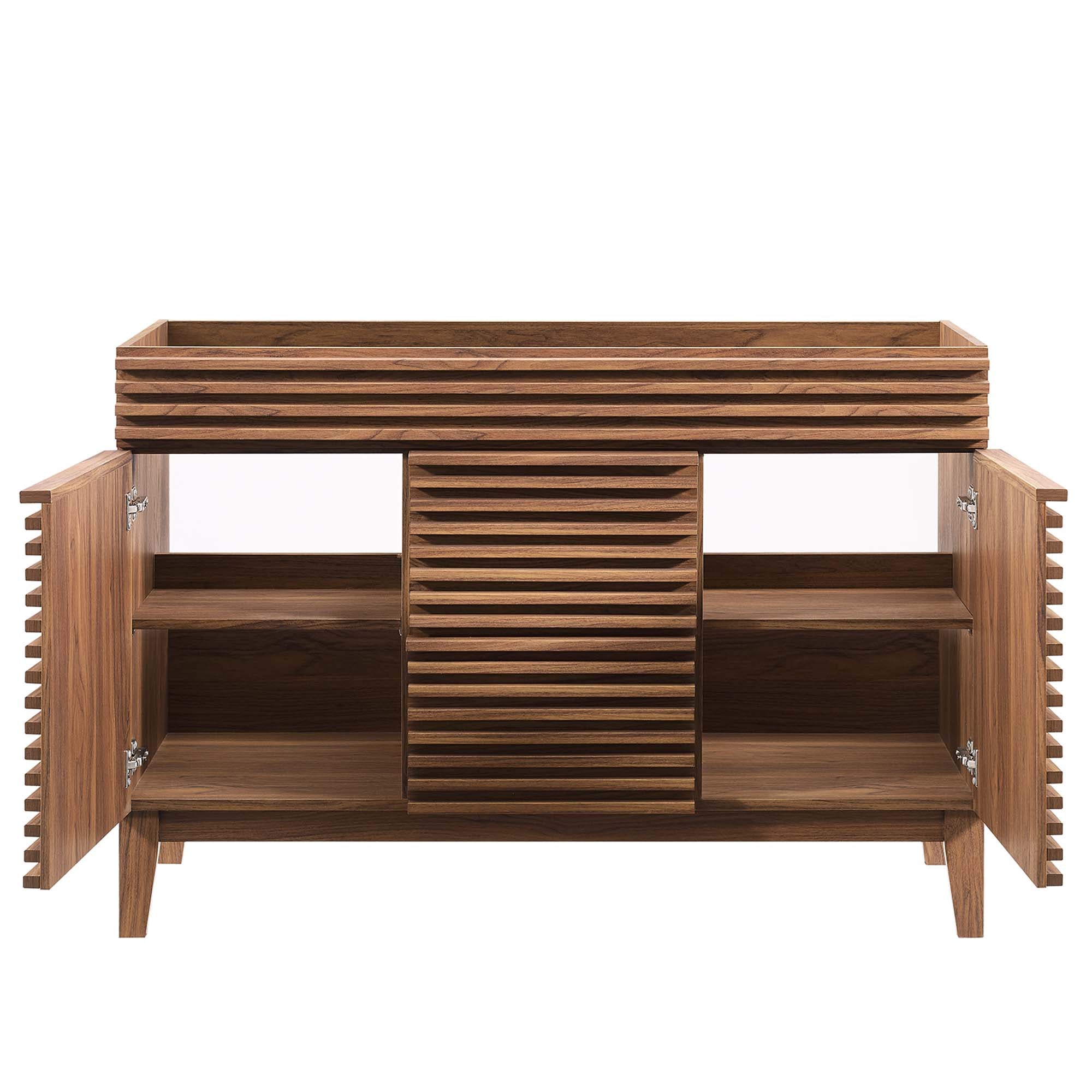 Render 48" Double Sink Compatible (Not Included) Bathroom Vanity Cabinet - Walnut