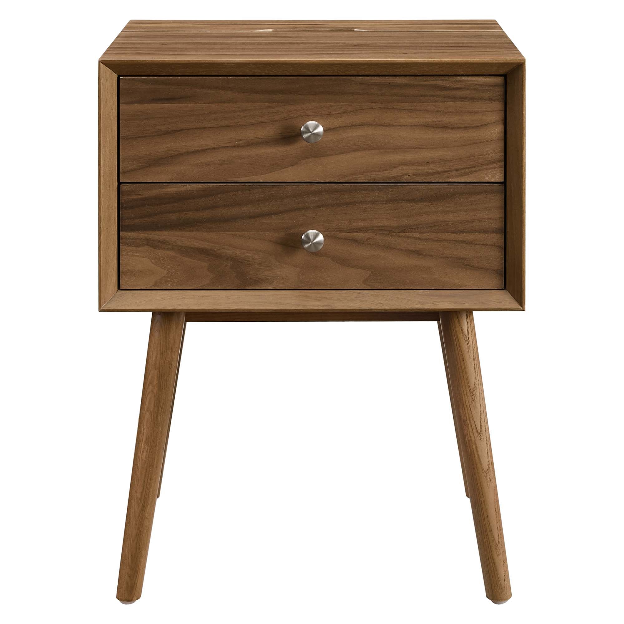 Ember Wood Nightstand With USB Ports - Walnut Walnut