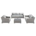 Conway 4-Piece Sunbrella Outdoor Patio Wicker Rattan Furniture Set - Light Gray Gray (Coffee Table, Armchair, Loveseat, Sofa)