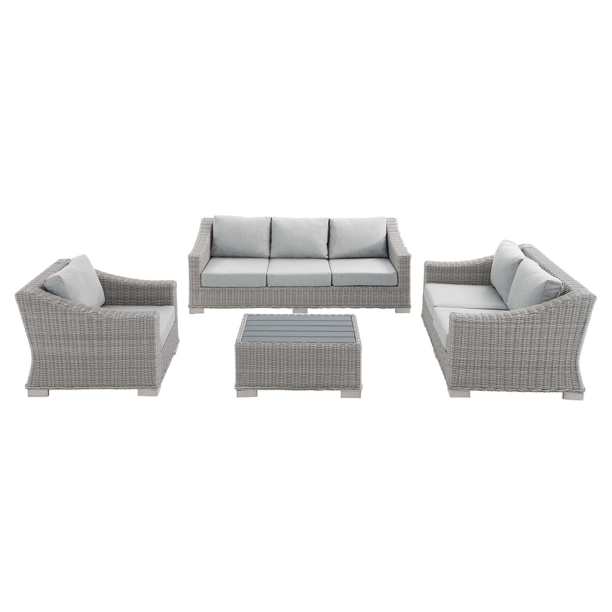 Conway 4-Piece Sunbrella Outdoor Patio Wicker Rattan Furniture Set - Light Gray Gray (Coffee Table, Armchair, Loveseat, Sofa)