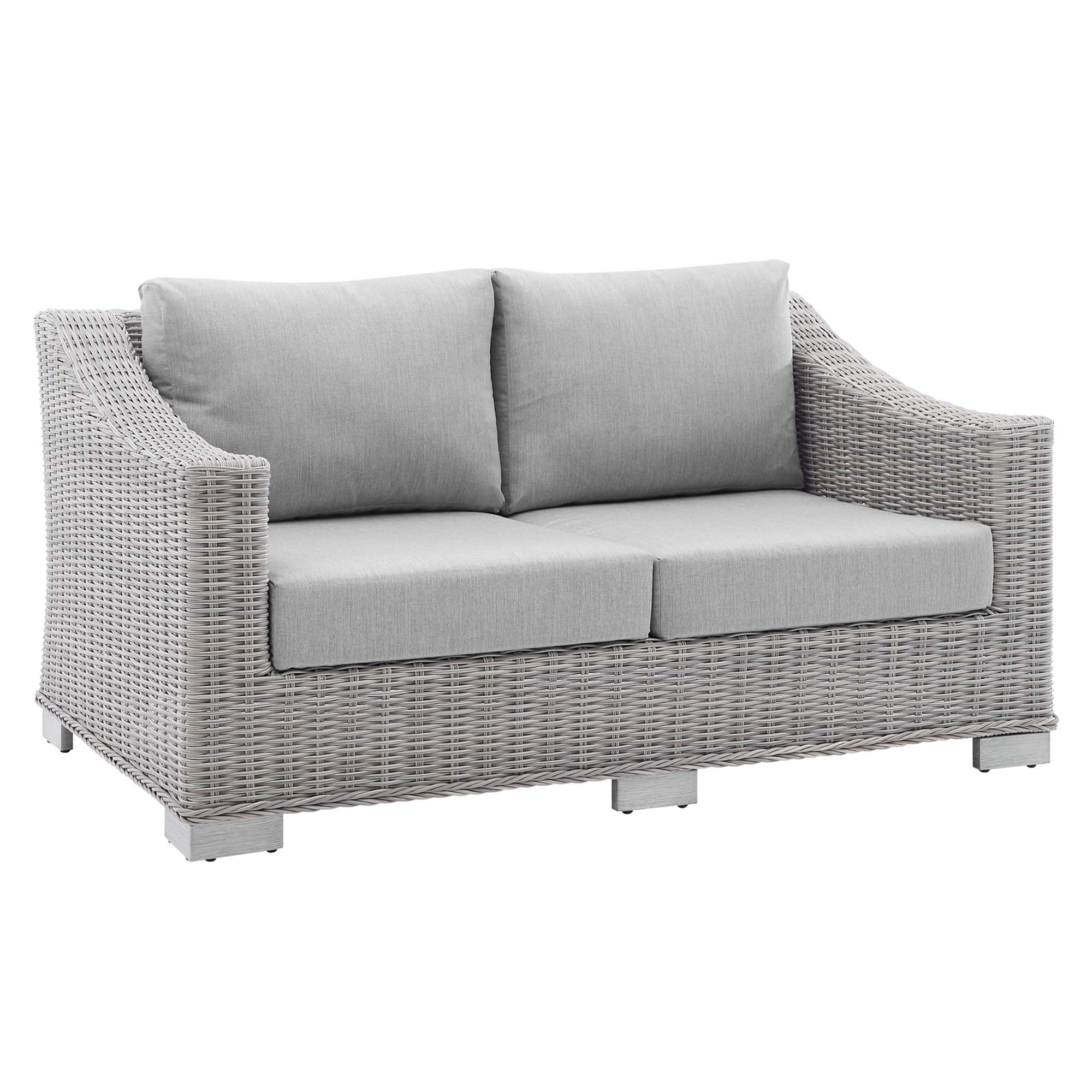 Conway 4-Piece Sunbrella Outdoor Patio Wicker Rattan Furniture Set - Light Gray Gray (Coffee Table, Armchair, Loveseat, Sofa)