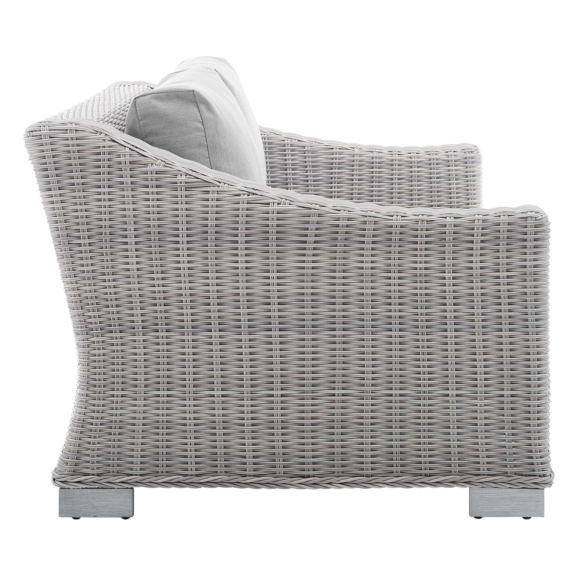 Conway 4-Piece Sunbrella Outdoor Patio Wicker Rattan Furniture Set - Light Gray Gray (Coffee Table, Armchair, Loveseat, Sofa)