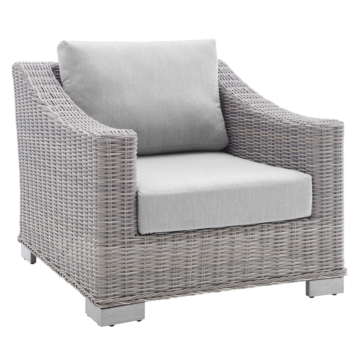 Conway 4-Piece Sunbrella Outdoor Patio Wicker Rattan Furniture Set - Light Gray Gray (Coffee Table, Armchair, Loveseat, Sofa)