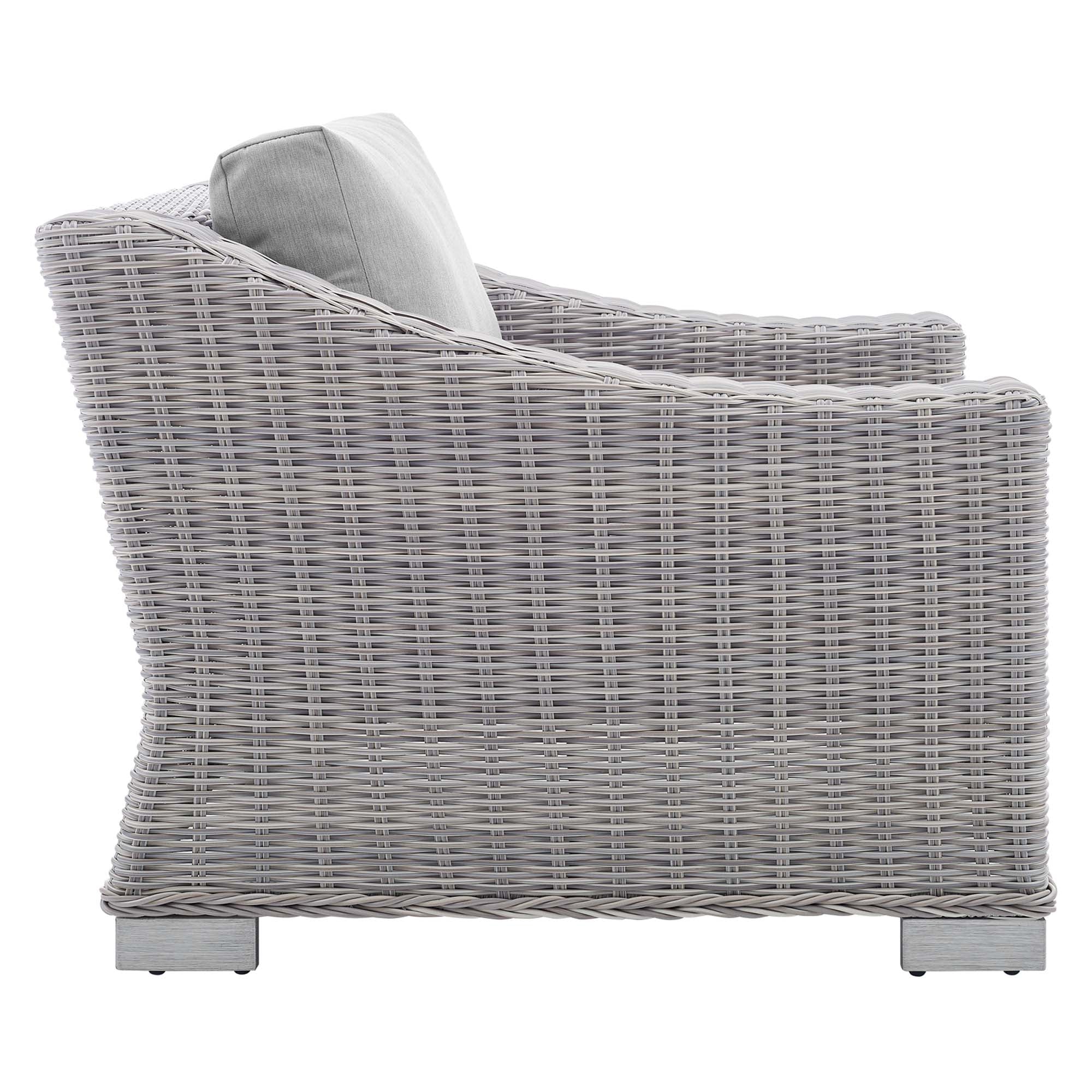 Conway 4-Piece Sunbrella Outdoor Patio Wicker Rattan Furniture Set - Light Gray Gray (Coffee Table, Armchair, Loveseat, Sofa)
