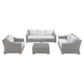Conway 4-Piece Sunbrella Outdoor Patio Wicker Rattan Furniture Set - Light Gray White (Coffee Table, Armchair, Loveseat, Sofa)