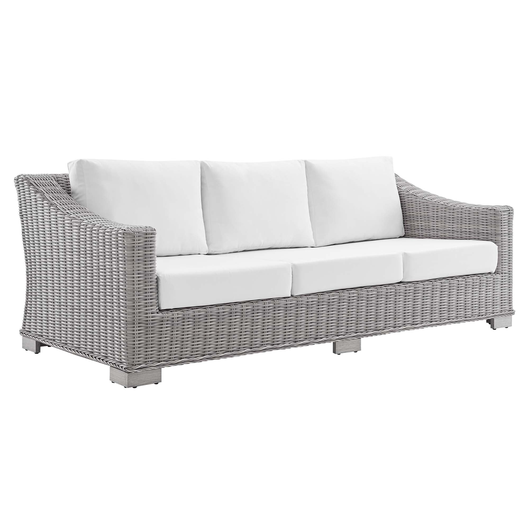 Conway 4-Piece Sunbrella Outdoor Patio Wicker Rattan Furniture Set - Light Gray White (Coffee Table, Armchair, Loveseat, Sofa)