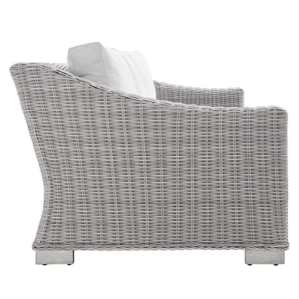 Conway 4-Piece Sunbrella Outdoor Patio Wicker Rattan Furniture Set - Light Gray White (Coffee Table, Armchair, Loveseat, Sofa)