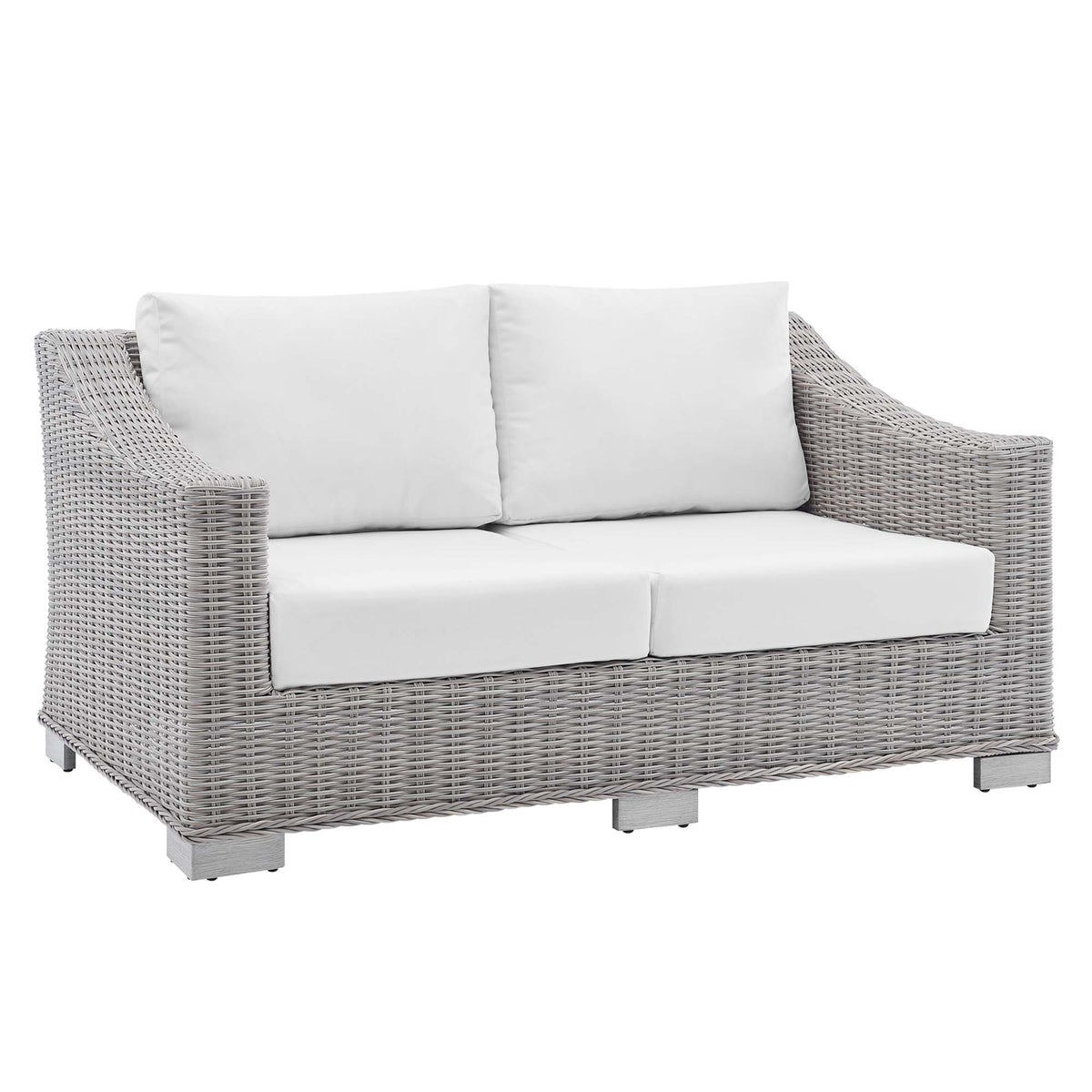 Conway 4-Piece Sunbrella Outdoor Patio Wicker Rattan Furniture Set - Light Gray White (Coffee Table, Armchair, Loveseat, Sofa)