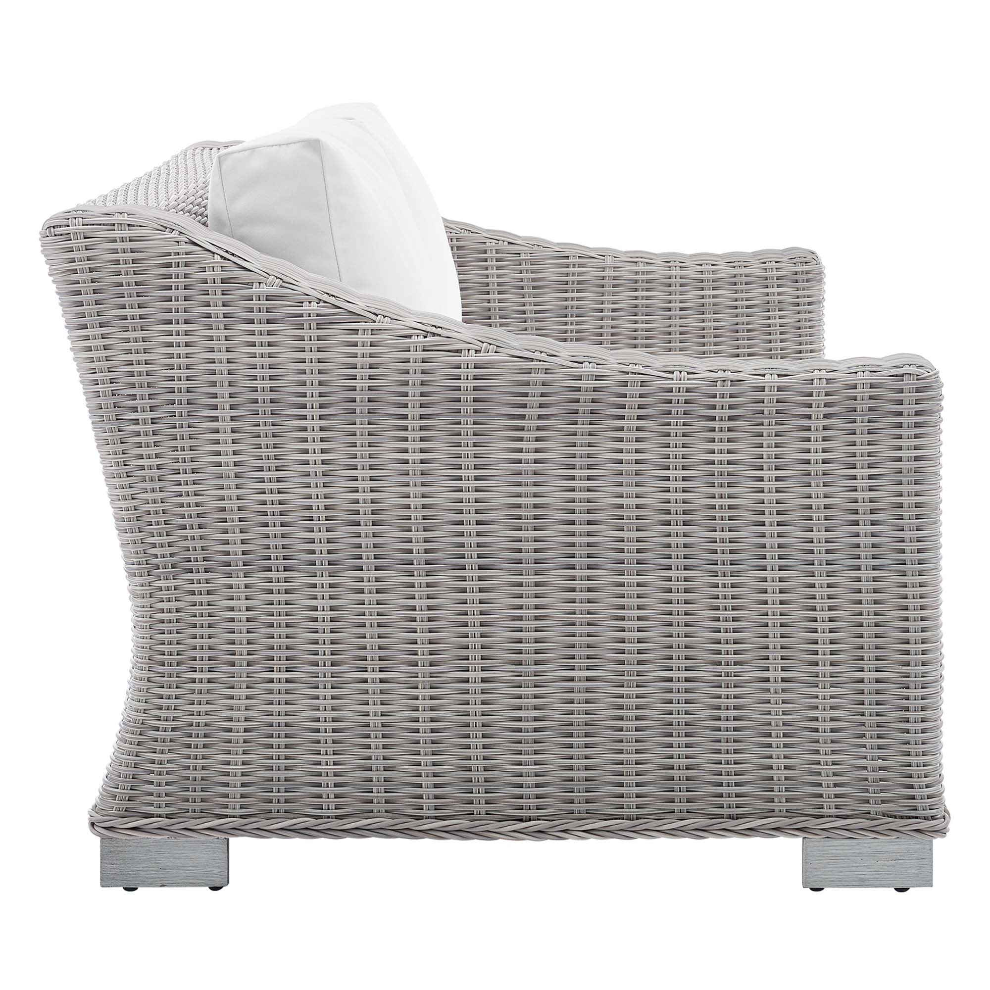 Conway 4-Piece Sunbrella Outdoor Patio Wicker Rattan Furniture Set - Light Gray White (Coffee Table, Armchair, Loveseat, Sofa)