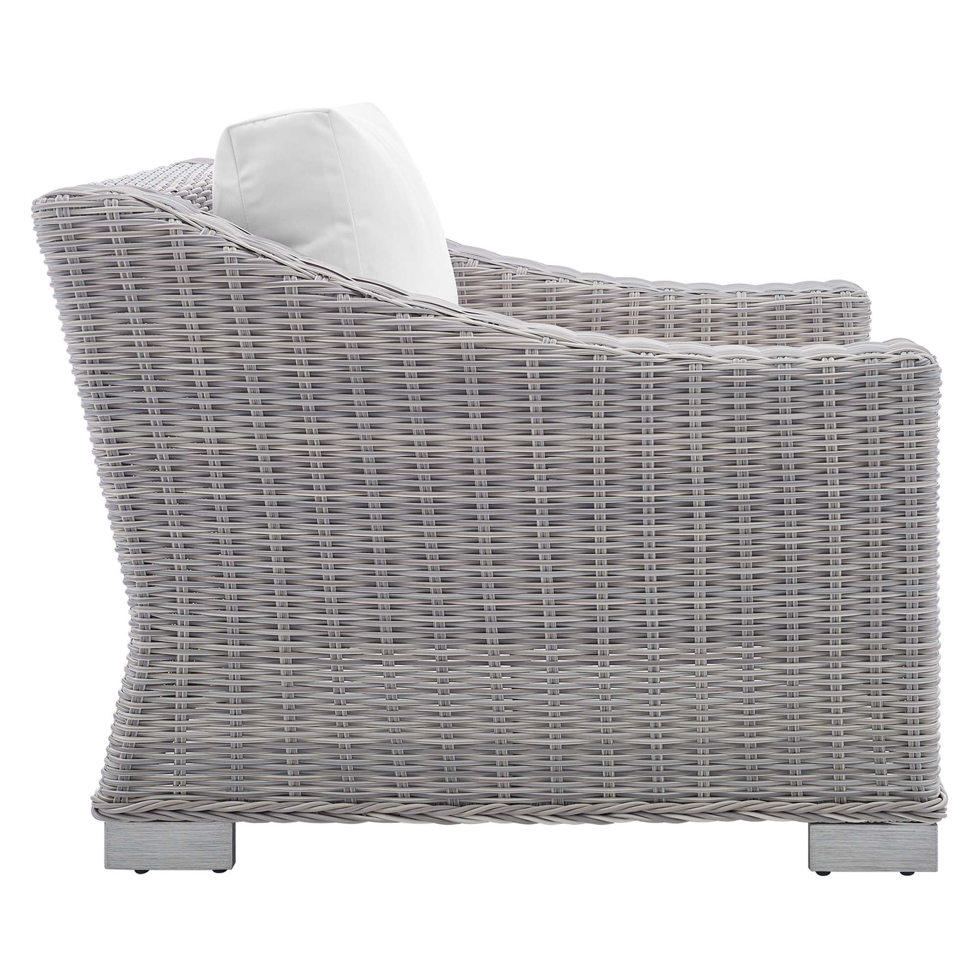 Conway 4-Piece Sunbrella Outdoor Patio Wicker Rattan Furniture Set - Light Gray White (Coffee Table, Armchair, Loveseat, Sofa)