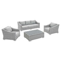 Conway 4-Piece Sunbrella Outdoor Patio Wicker Rattan Furniture Set - Light Gray Gray (Coffee Table, 2 Armchairs, Sofa)
