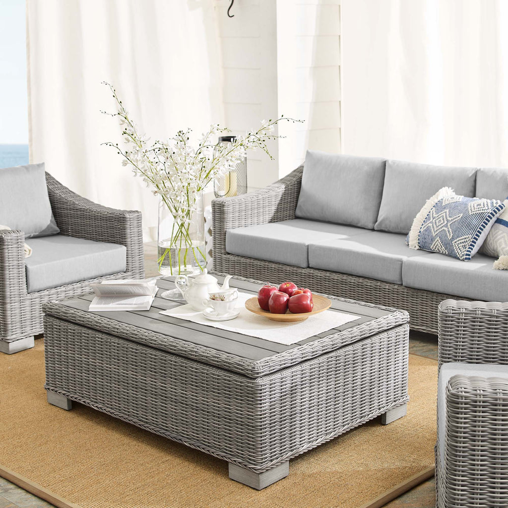 Conway 4-Piece Sunbrella Outdoor Patio Wicker Rattan Furniture Set - Light Gray Gray (Coffee Table, 2 Armchairs, Sofa)