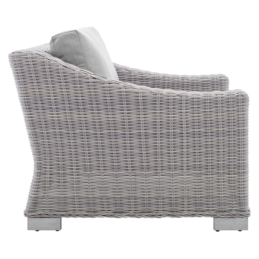 Conway 4-Piece Sunbrella Outdoor Patio Wicker Rattan Furniture Set - Light Gray Gray (Coffee Table, 2 Armchairs, Sofa)