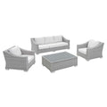 Conway 4-Piece Sunbrella Outdoor Patio Wicker Rattan Furniture Set - Light Gray White (Coffee Table, 2 Armchairs, Sofa)