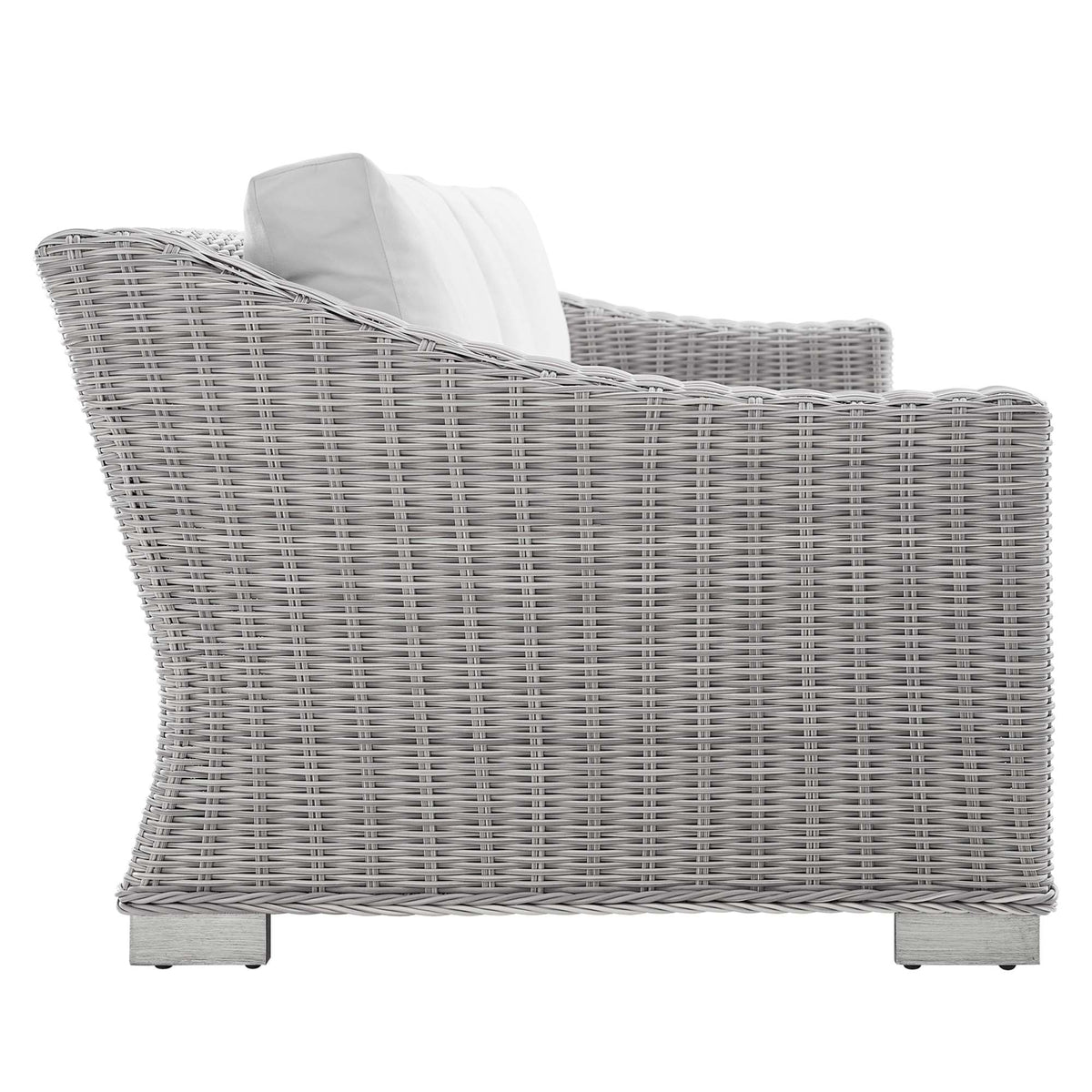 Conway 4-Piece Sunbrella Outdoor Patio Wicker Rattan Furniture Set - Light Gray White (Coffee Table, 2 Armchairs, Sofa)