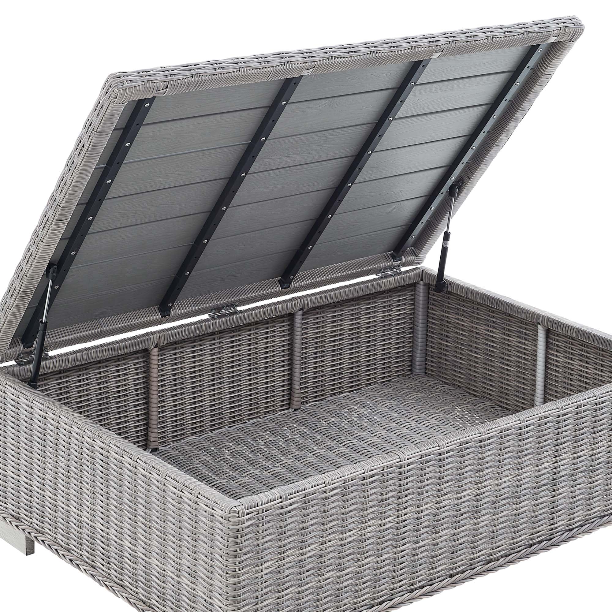 Conway 4-Piece Sunbrella Outdoor Patio Wicker Rattan Furniture Set - Light Gray White (Coffee Table, 2 Armchairs, Sofa)