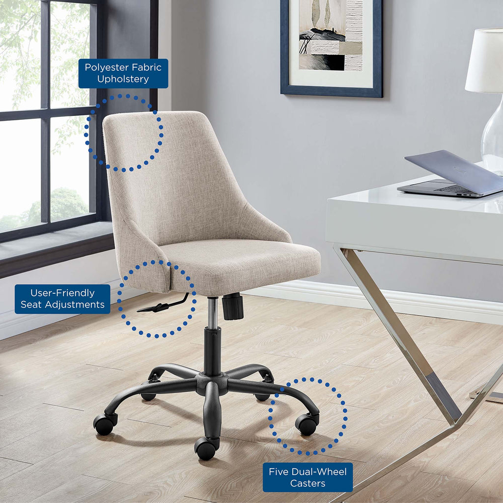 Designate Swivel Upholstered Office Chair - Black Beige