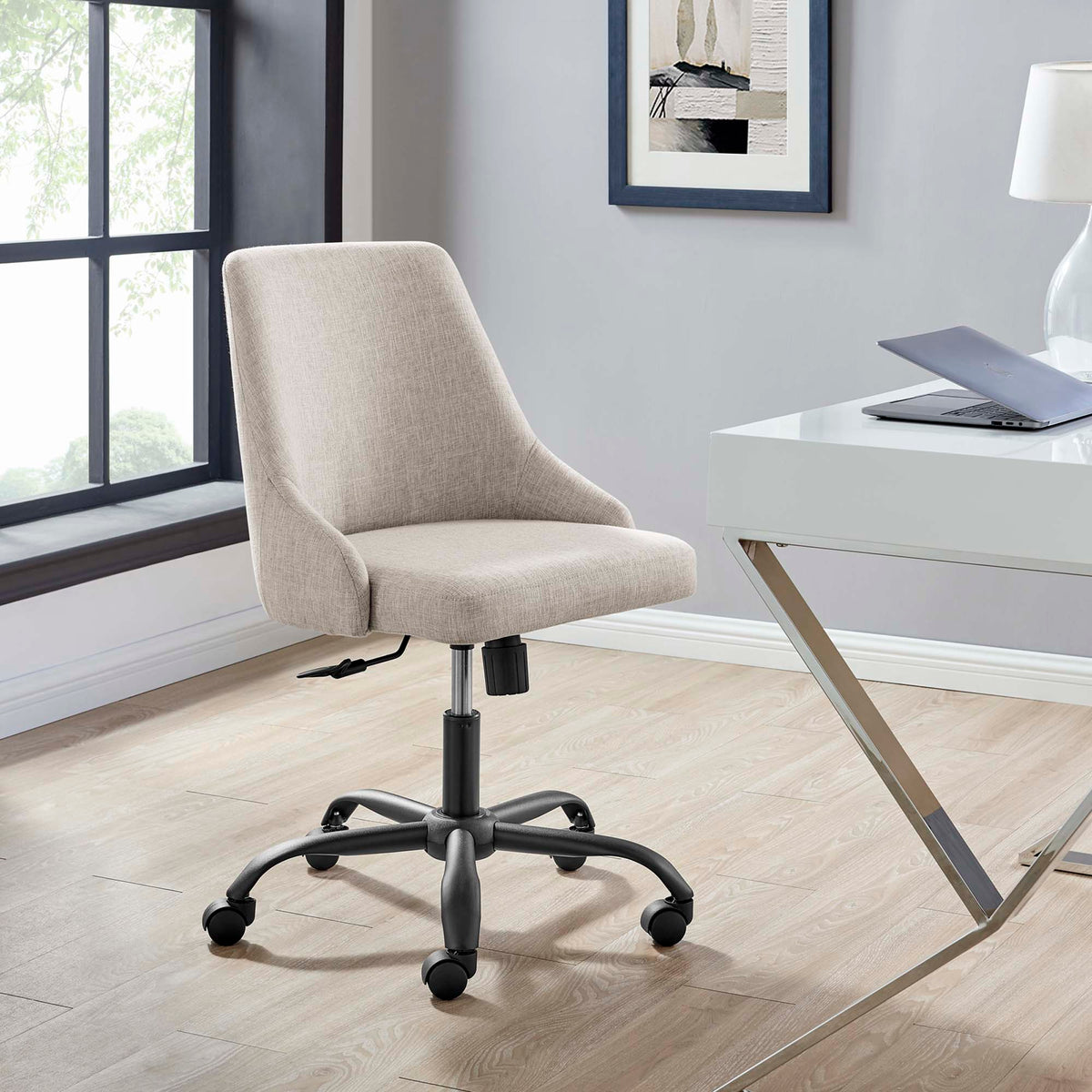 Designate Swivel Upholstered Office Chair - Black Beige