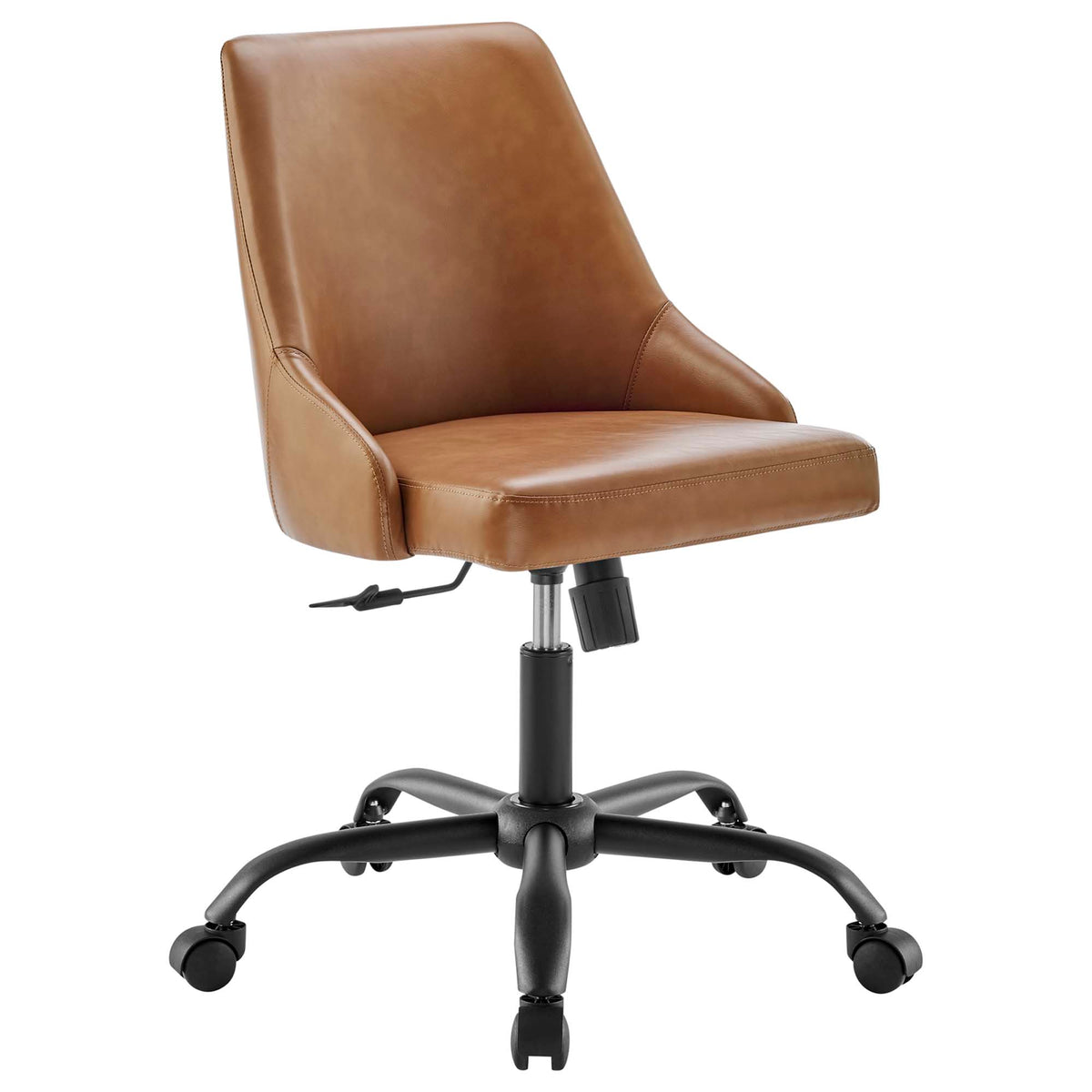 Designate Swivel Vegan Leather Office Chair - Black Tan