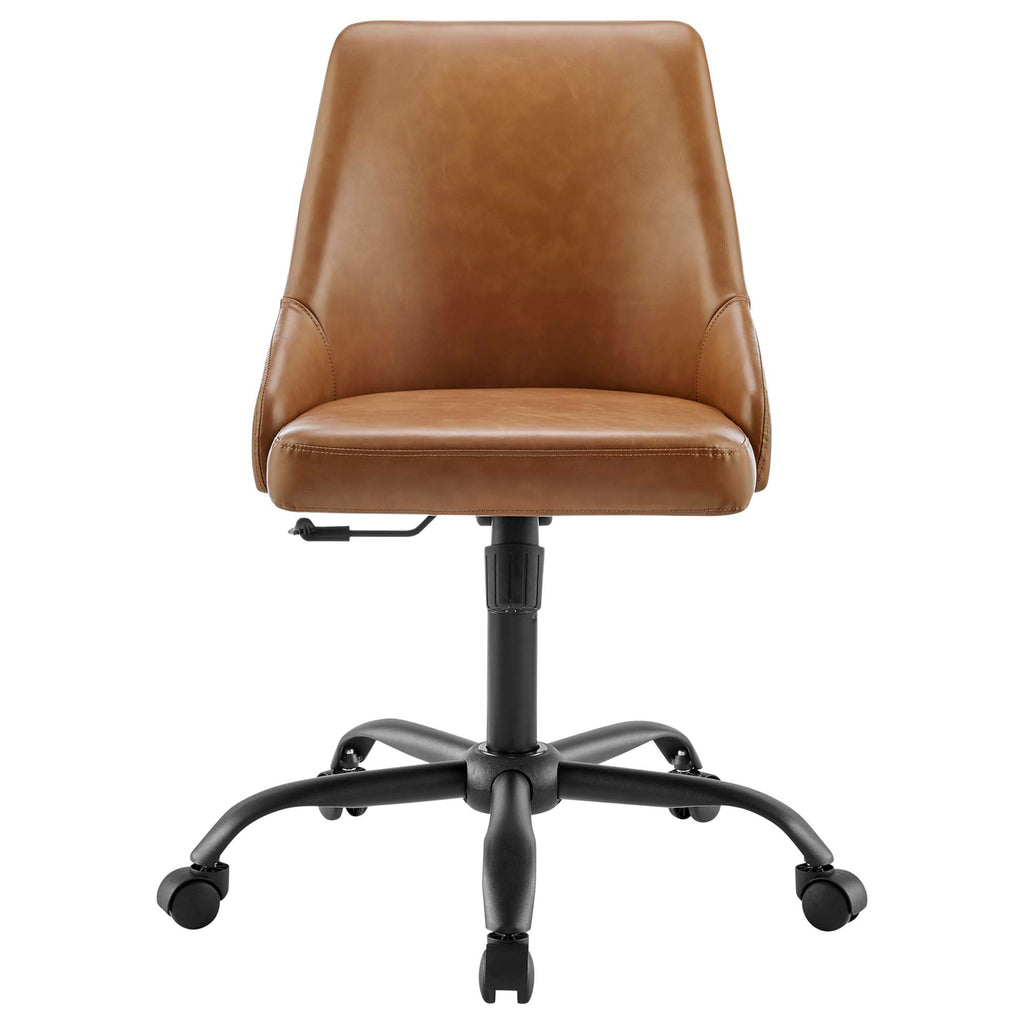 Designate Swivel Vegan Leather Office Chair - Black Tan