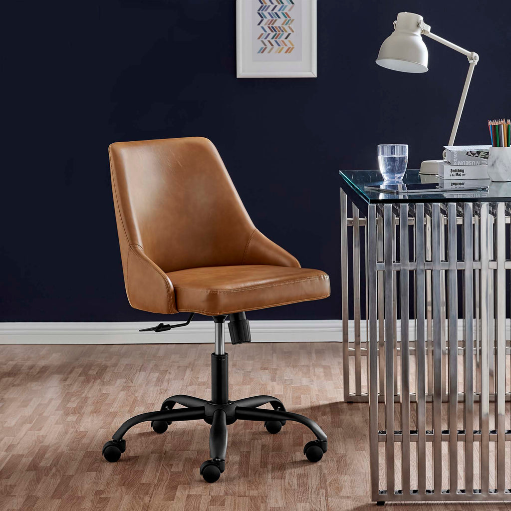 Designate Swivel Vegan Leather Office Chair - Black Tan