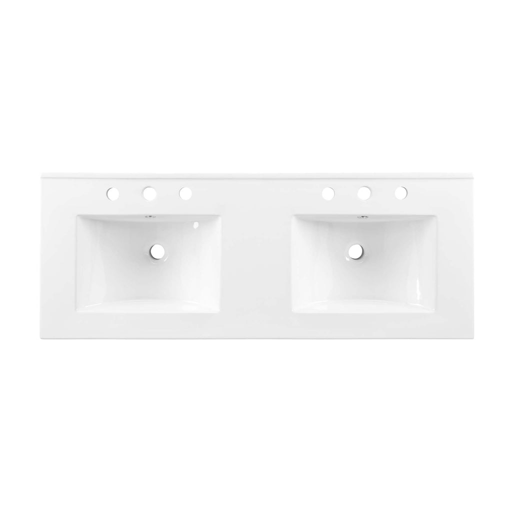 Cayman 48" Double Basin Bathroom Sink - White
