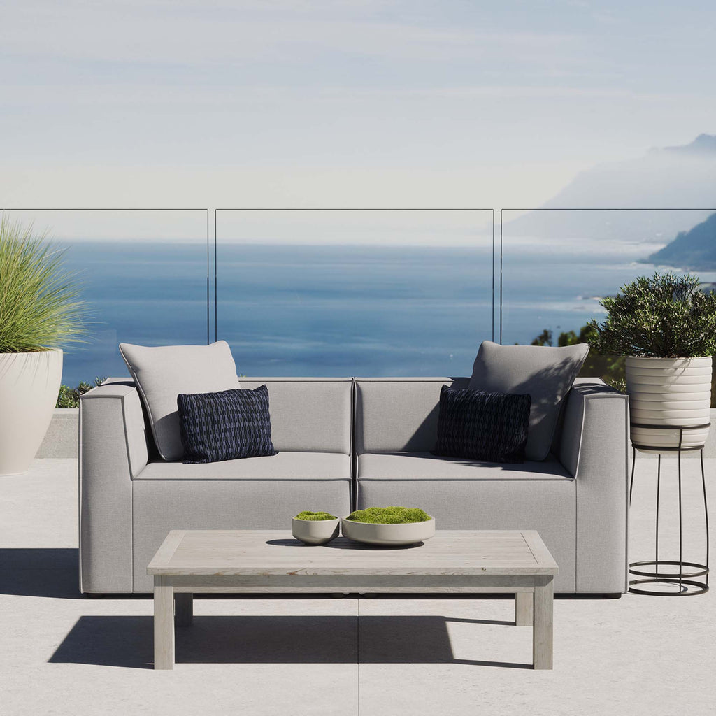 Saybrook 2-Piece Outdoor Patio Upholstered Sectional Sofa Loveseat - Gray