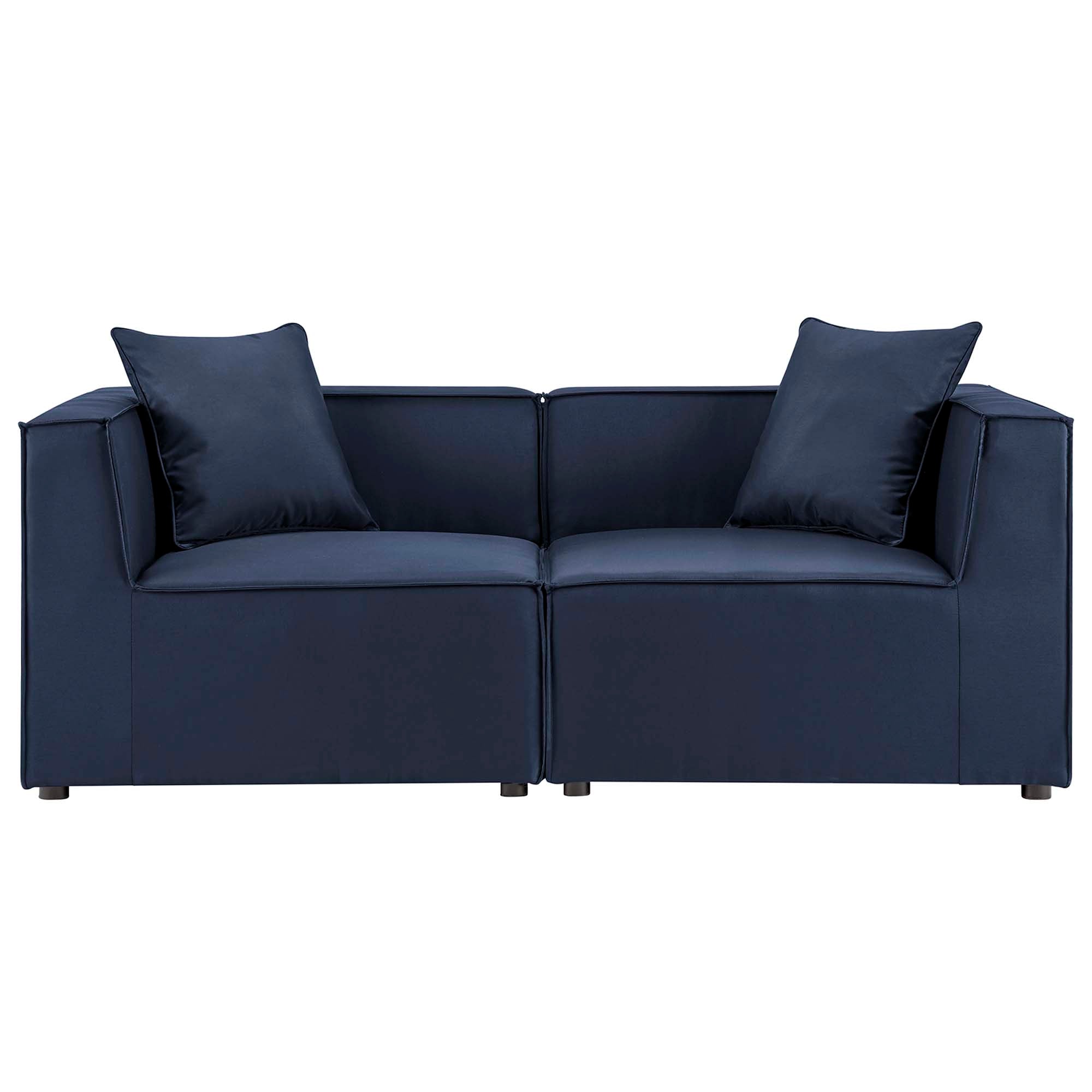 Saybrook 2-Piece Outdoor Patio Upholstered Sectional Sofa Loveseat - Navy