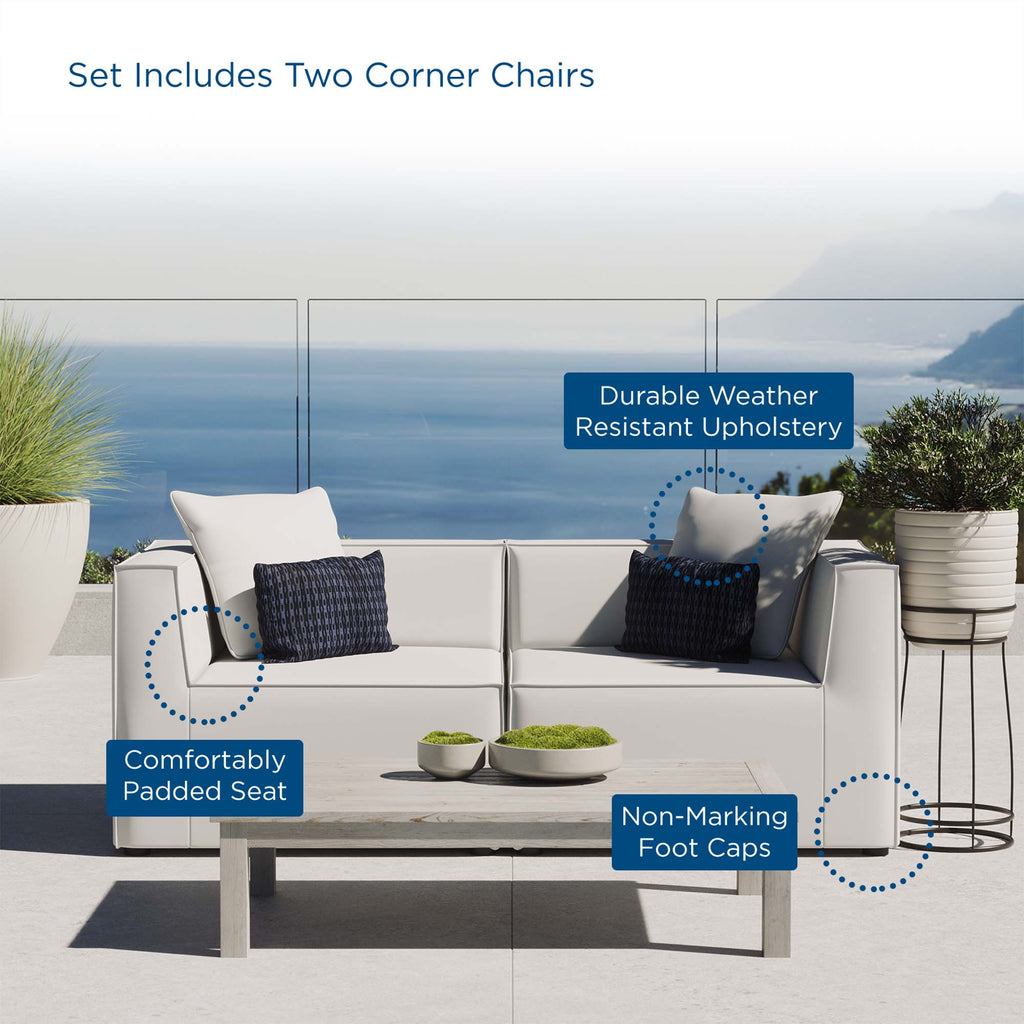 Saybrook 2-Piece Outdoor Patio Upholstered Sectional Sofa Loveseat - White