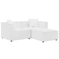 Saybrook Outdoor Patio Upholstered Loveseat and Ottoman Set - White