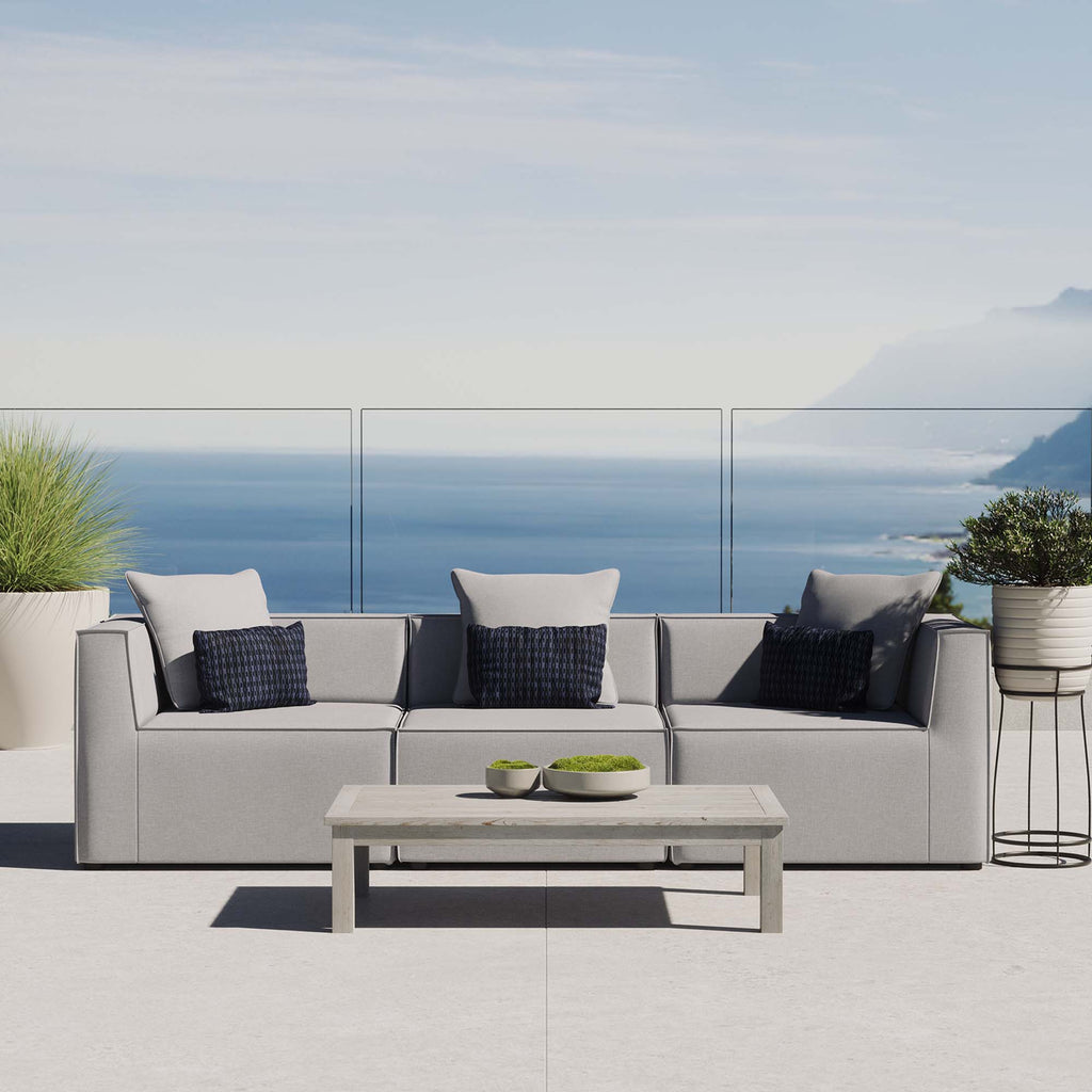 Saybrook 3-Piece Outdoor Patio Upholstered Sectional Sofa - Gray