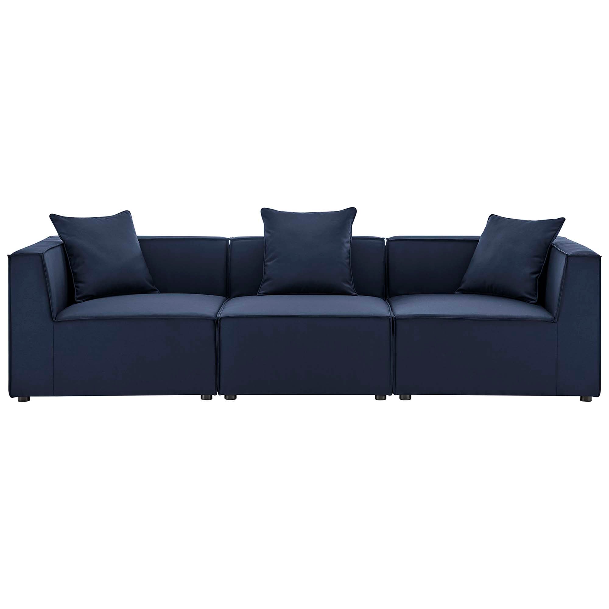Saybrook 3-Piece Outdoor Patio Upholstered Sectional Sofa - Navy