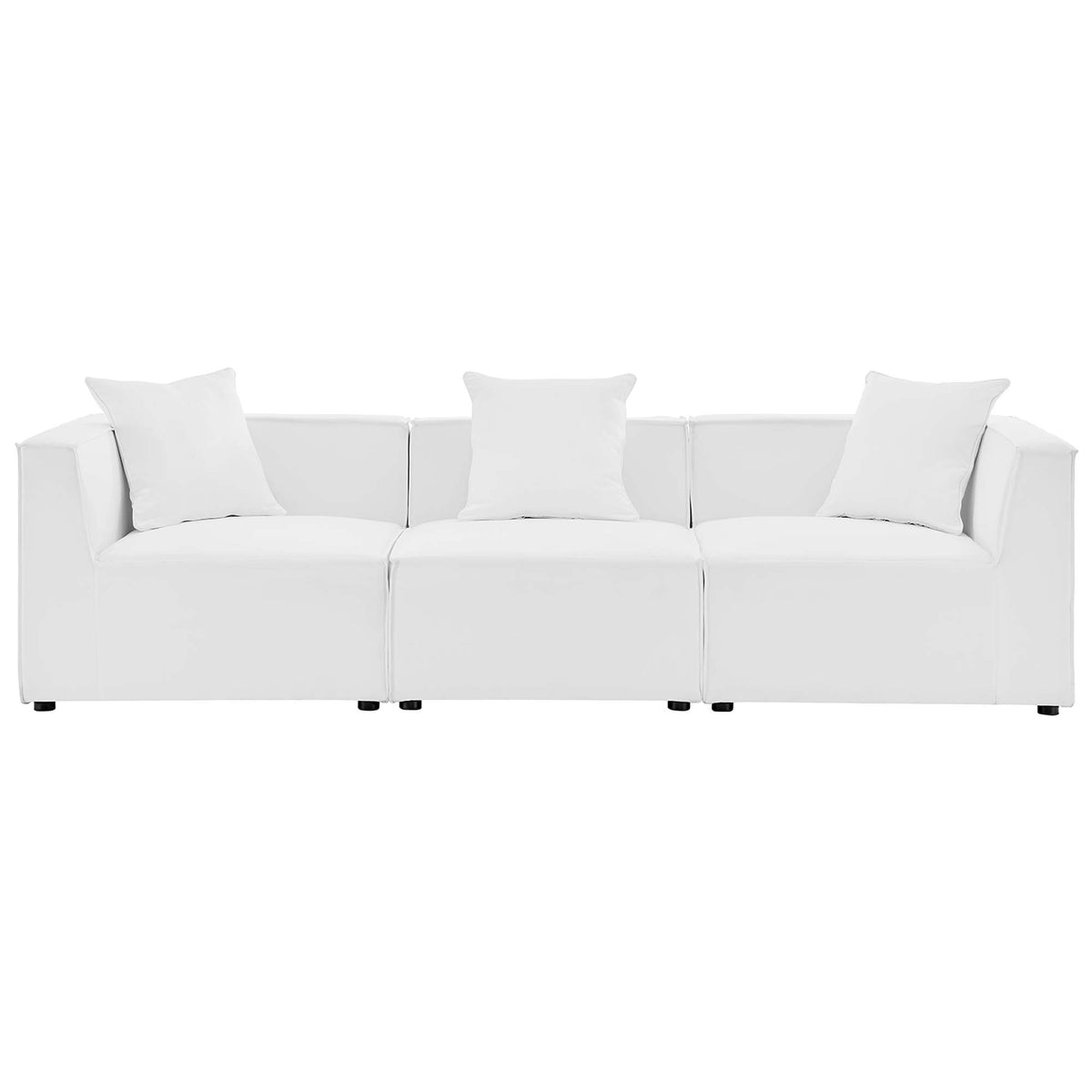 Saybrook 3-Piece Outdoor Patio Upholstered Sectional Sofa - White
