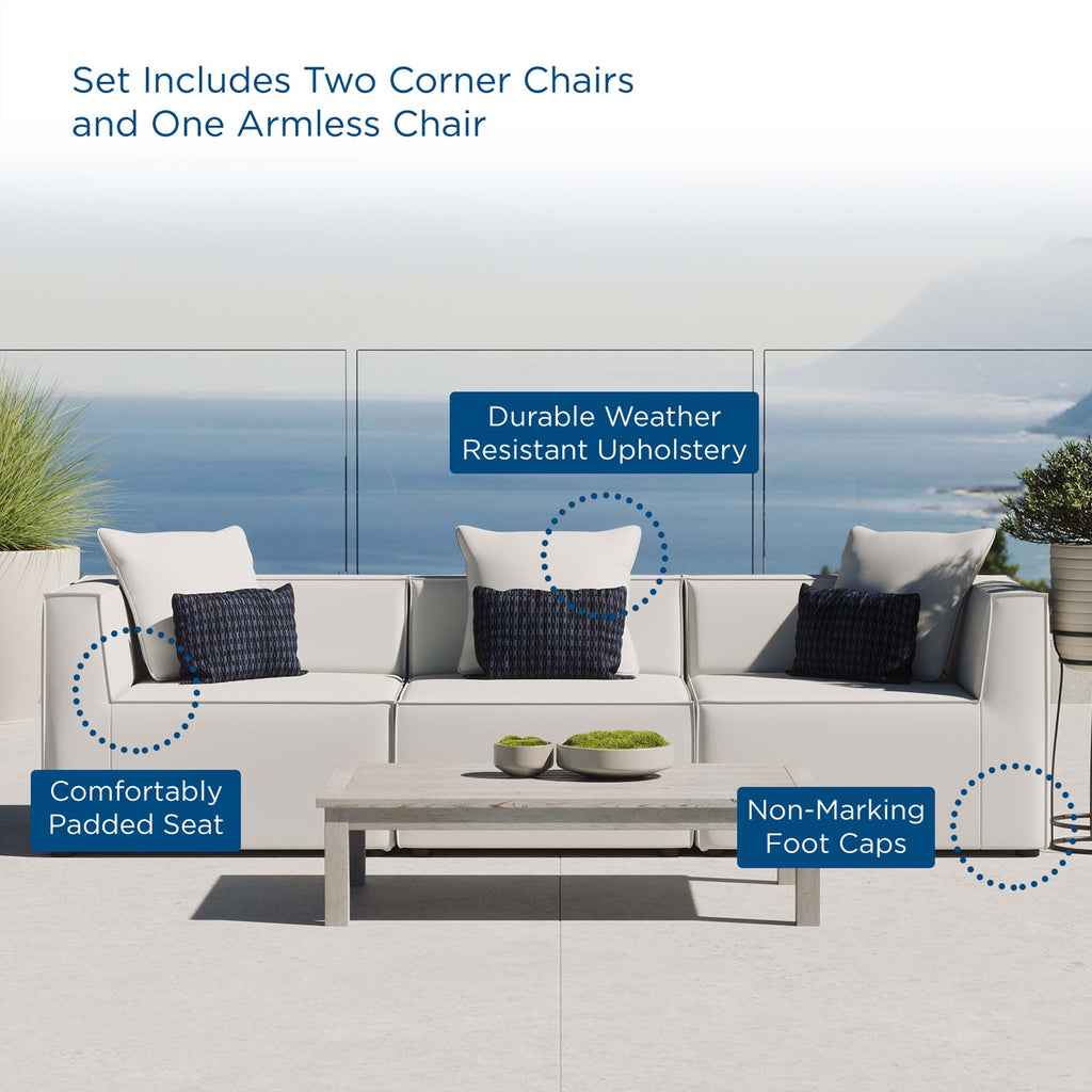 Saybrook 3-Piece Outdoor Patio Upholstered Sectional Sofa - White