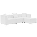 Saybrook 4-Piece Outdoor Patio Upholstered Sectional Sofa - White (Armless Chair, 2 Corner Chairs, Ottoman)