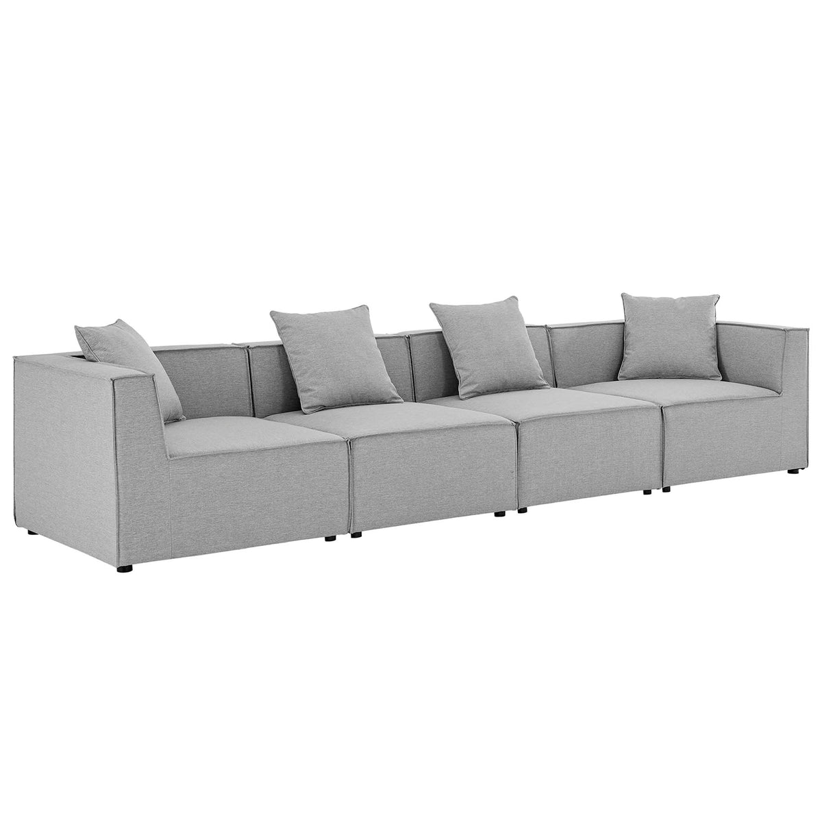 Saybrook 4-Piece Outdoor Patio Upholstered Sectional Sofa - Gray (2 Armless Chairs, 2 Corner Chairs)