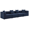 Saybrook 4-Piece Outdoor Patio Upholstered Sectional Sofa - Navy (2 Armless Chairs, 2 Corner Chairs)