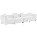 Saybrook 4-Piece Outdoor Patio Upholstered Sectional Sofa - White (2 Armless Chairs, 2 Corner Chairs)