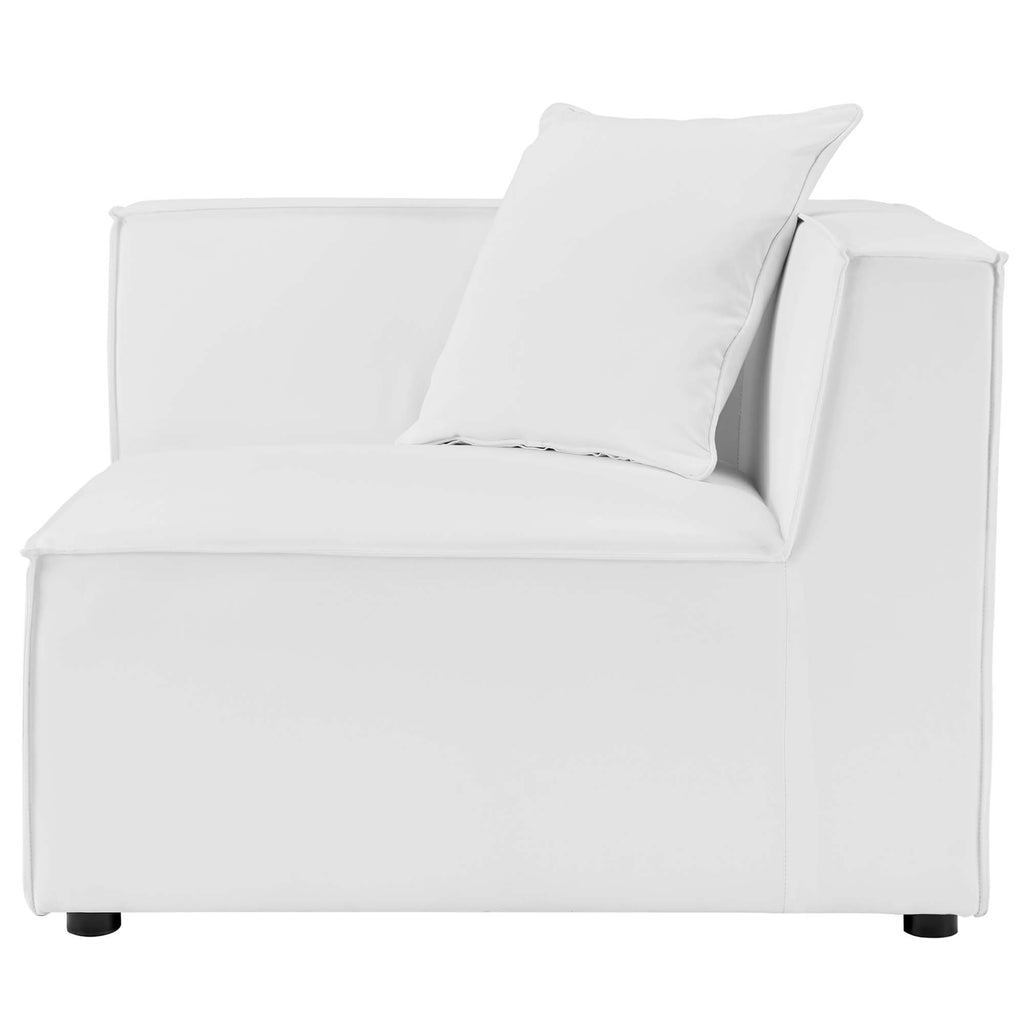 Saybrook 4-Piece Outdoor Patio Upholstered Sectional Sofa - White (2 Armless Chairs, 2 Corner Chairs)