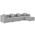 Saybrook 5-Piece Outdoor Patio Upholstered Sectional Sofa - Gray (2 Armless Chairs, 2 Corner Chairs, Ottoman)