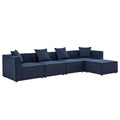 Saybrook 5-Piece Outdoor Patio Upholstered Sectional Sofa - Navy (2 Armless Chairs, 2 Corner Chairs, Ottoman)